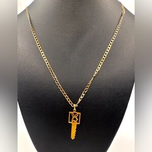 Vintage Playboy Bunny Gold Plated Key Pendant w/Gold Plated Necklace. Excel Cond